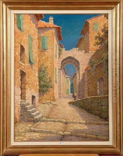Coin Anime D'un Village En Provence Oil Painting by Marcel Lizen