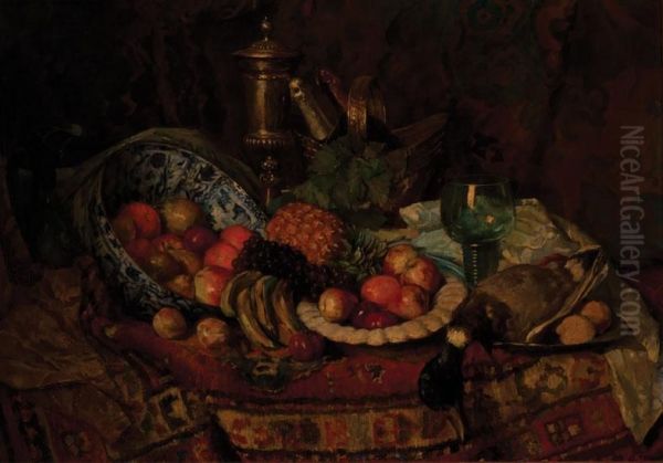 Still Life With The Pleasures Oflife Oil Painting by Baruch Lopez De Leao Laguna