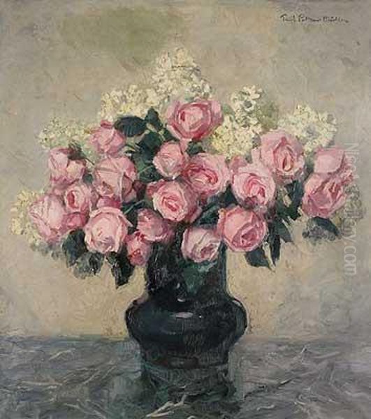 Rosen Und Flieder In Fayencevase Oil Painting by Paul Lothar-Muller
