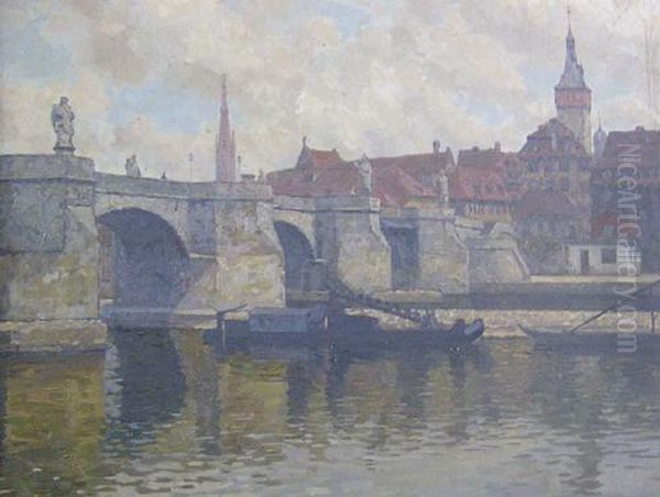 Mainbrucke In Wurzburg Oil Painting by Paul Lothar-Muller