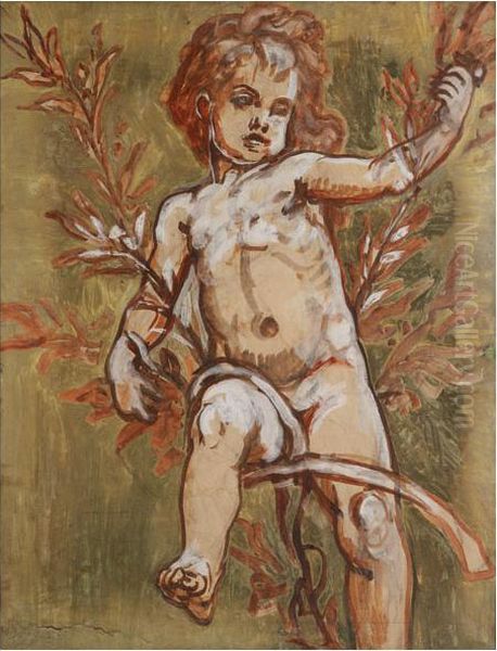 Putto Oil Painting by Karoly Lotz