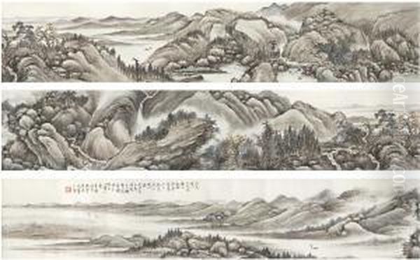 Landscape Of Huangshan Oil Painting by Cun Lou