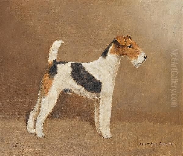Portrait Of The Champion Wire-haired Fox Terriers 'crackley Supreme' And 'ch Barry Benedict' Oil Painting by William Lucas