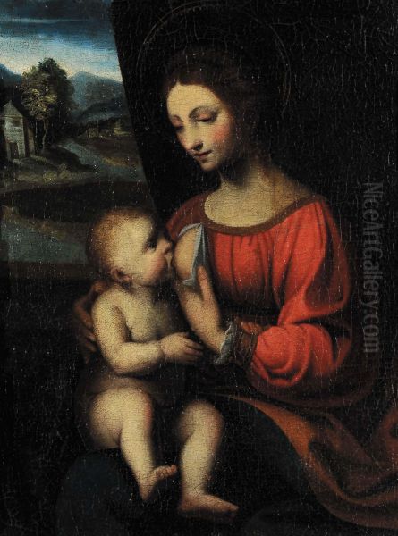 Madonna Col Bambino Oil Painting by Aurelio Luini