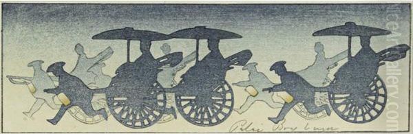 Rickshaw Riders, Minneapolis Oil Painting by Bertha Boynton Lum