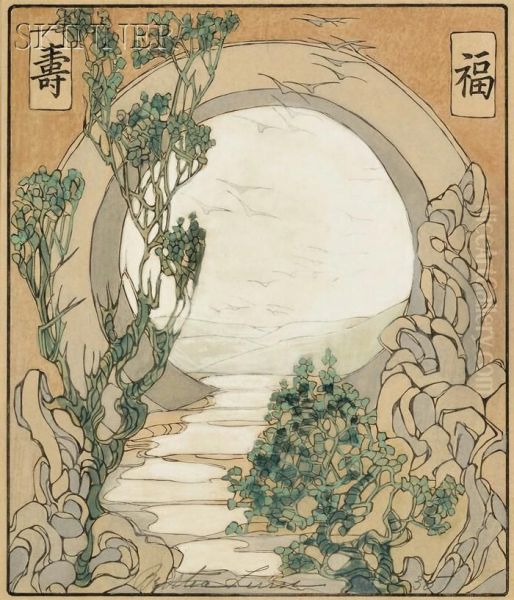 Moon Gate Oil Painting by Bertha Boynton Lum