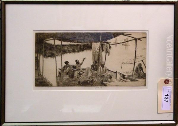 Untitled Scholar Scene Oil Painting by Ernest S. Lumsden