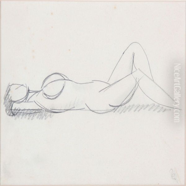 Reclining Woman Oil Painting by Vilhelm Lundstrom