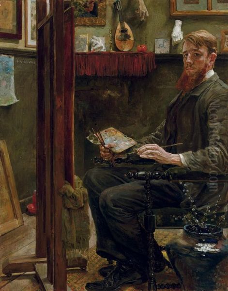 Artist In His Studio Oil Painting by Hubert Marie, Huib Luns