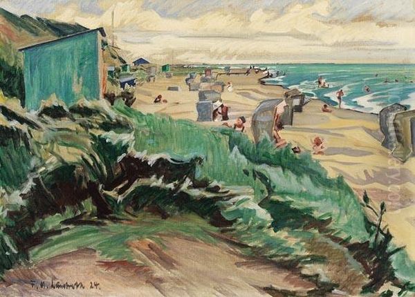 Strandszene Oil Painting by Franz Martin Lunstroth