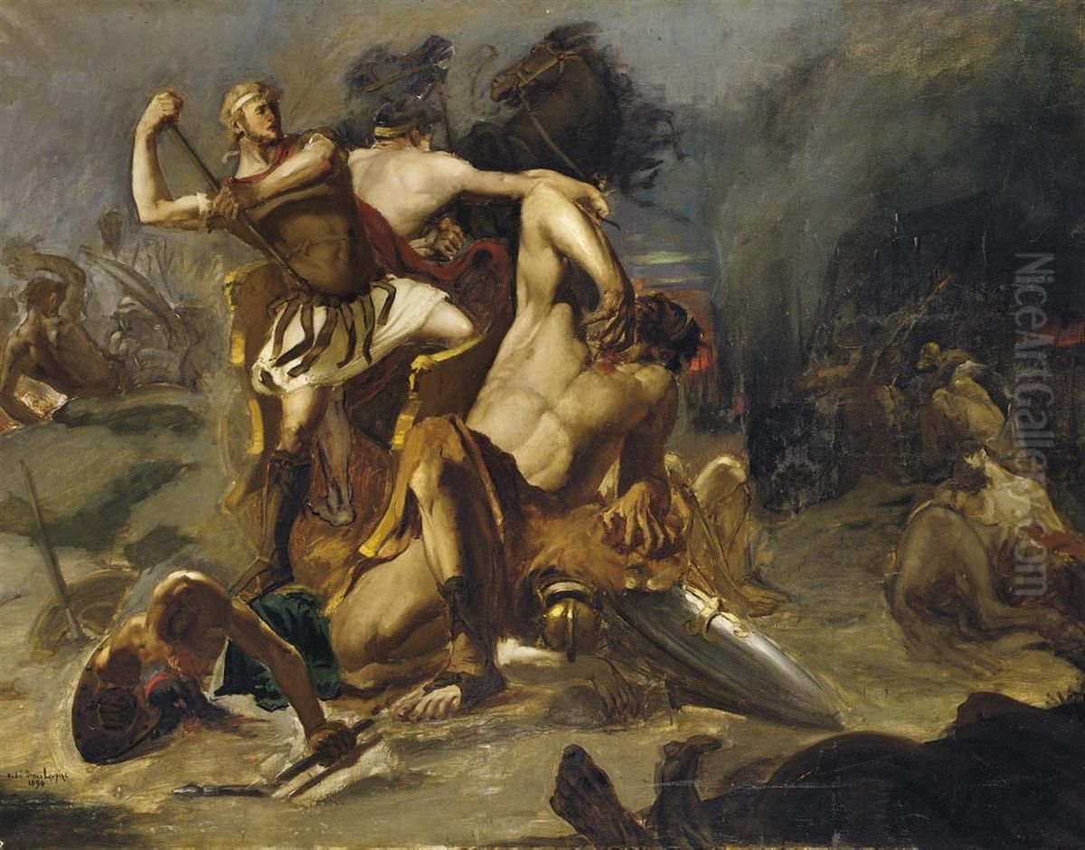 Telemaque Vainqueur De Periandre Oil Painting by Andre Pierre Lupiac