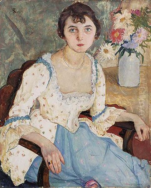 Portret Mlodej Kobiety Oil Painting by Helena Lustgarten-Ogrodzka