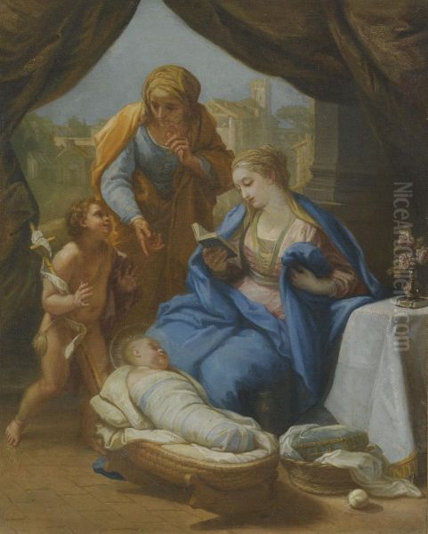 The Madonna And Child With The Infant Saint John The Baptist And Saint Anne Oil Painting by Benedetto Luti