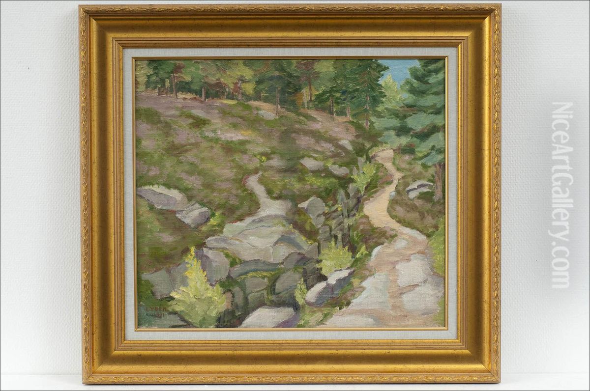 Metsapolku - Skogsstig. Oil Painting by Edvin Lyden