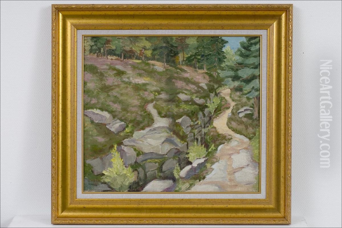 Metsapolku - Skogsstig. Oil Painting by Edvin Lyden