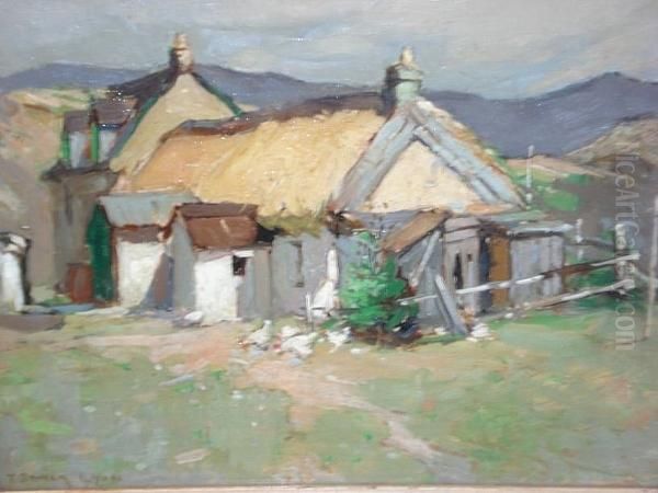 A Highland Croft At Glen Tilt Oil Painting by Thomas Bonar Lyon
