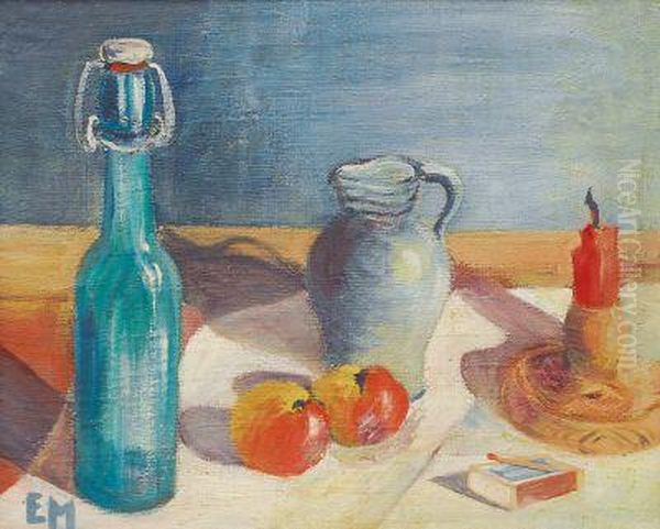 Stilleben Mit Krug Und Flasche Oil Painting by Emil Maetzel