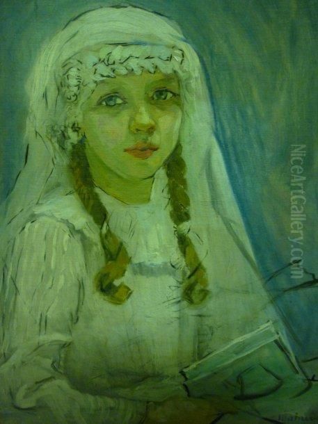 La Fille Du Peintre Oil Painting by Jeanne L. Jacontot Mahudez