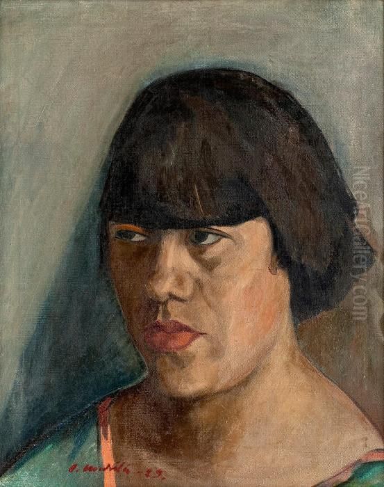 Portrait Of A Girl Oil Painting by Otto Makila