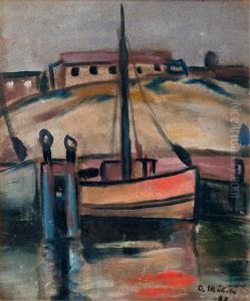 The Harbour Oil Painting by Otto Makila