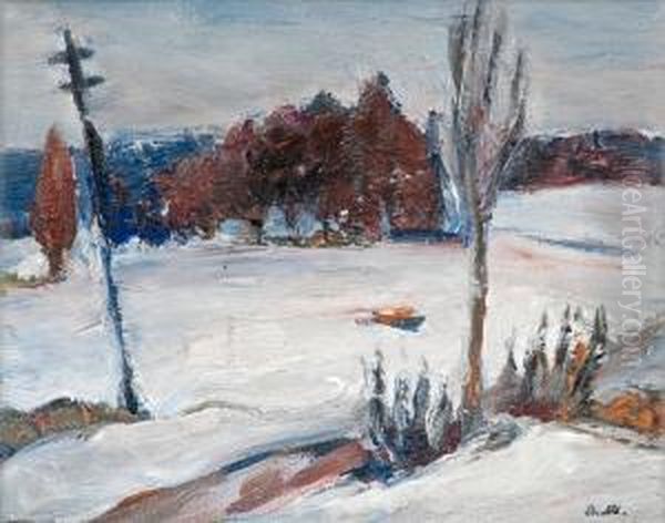 Winter Landscape Oil Painting by Otto Makila