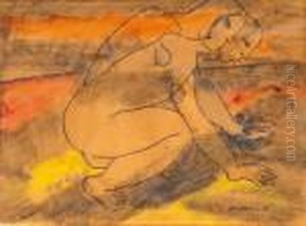 Searcher Oil Painting by Otto Makila