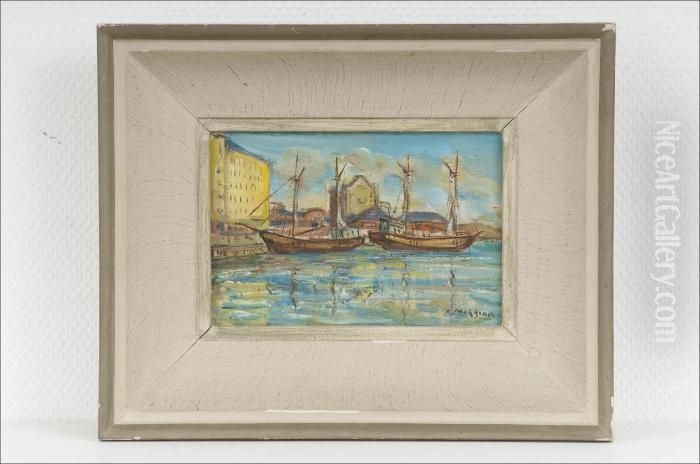 Helsingin Ranta - Helsingfors Strand. Oil Painting by Arvo Makkonen