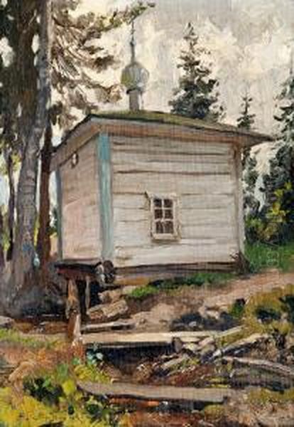 Historical Chapel In Perm Region Oil Painting by Aleksander Vladimirovich Makovskii