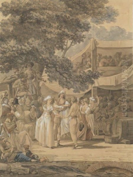 Fete Villageoise Oil Painting by Jean-Baptiste Mallet