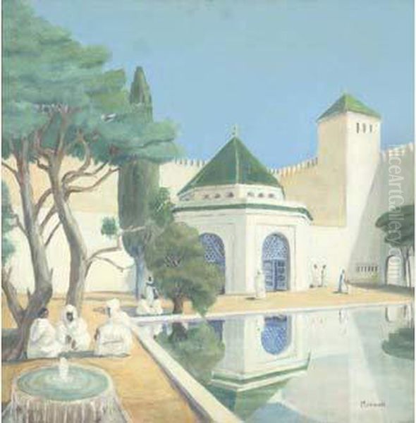 Pavillon Marocain De L'exposition Universelle Oil Painting by Azouaoui Mammeri