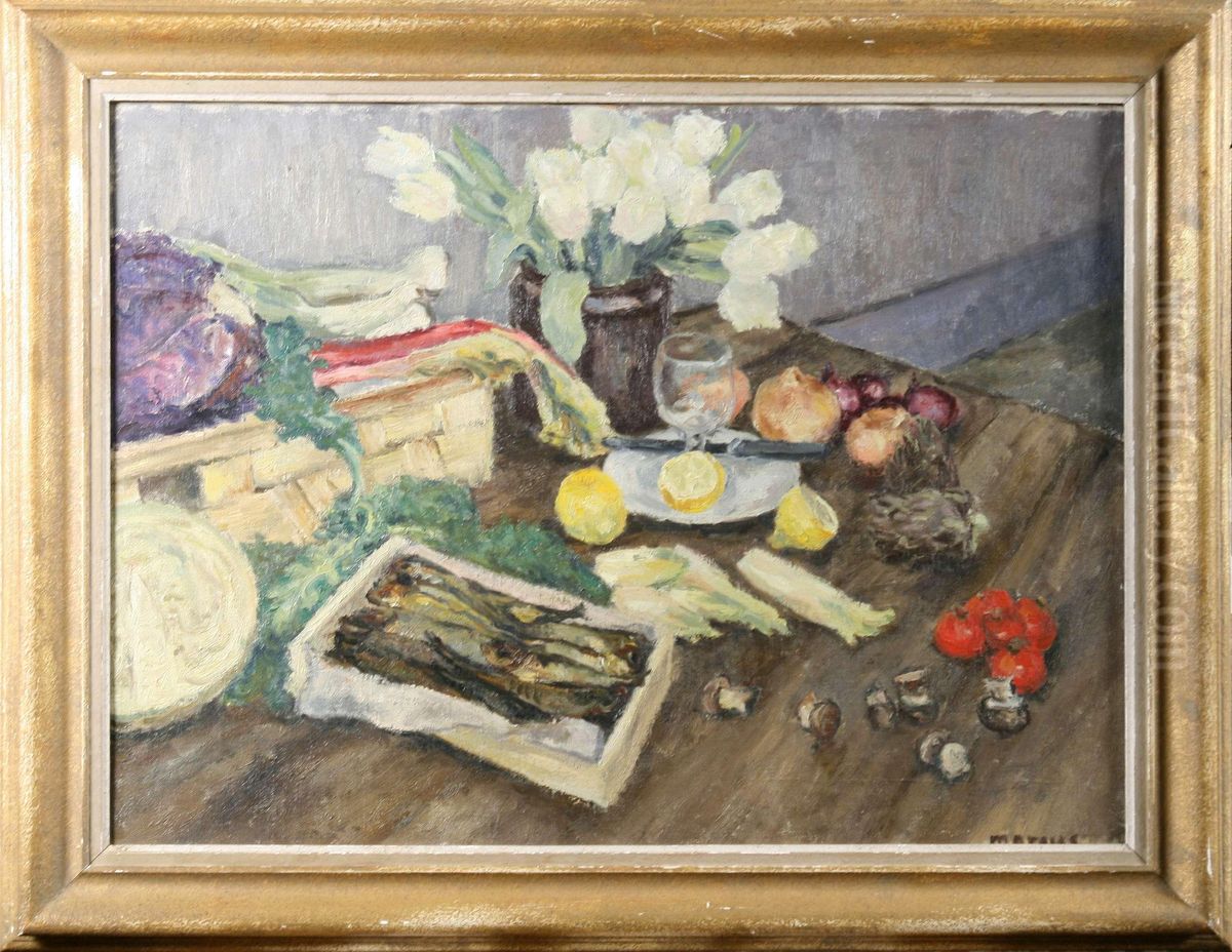 Stilleben Medbocklingar Och Frukter Oil Painting by Max Marcus