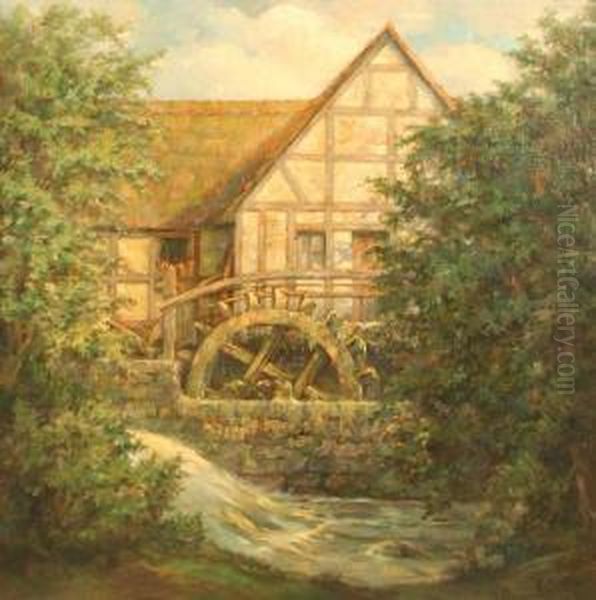 Die Alte Wassermuhle Oil Painting by Mieze Mardner-Klaas
