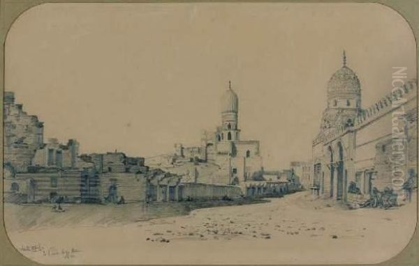 Une Vue De Mosquees Du Caire Et Une Vue Du Temple
De Karnak A Thebes Oil Painting by Prosper-Georges-Antoine Marilhat