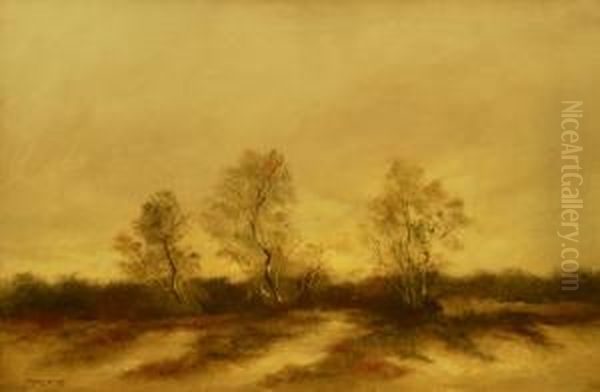 Heidelandschap. Gesigneerd En Gedateerd 2-10-1939 Oil Painting by Antoon Markus