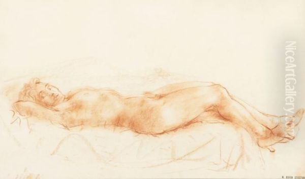 Reclining Nude Oil Painting by Reginald Marsh