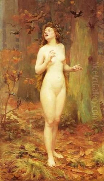 Edouard : Le Printemps, Circa 1897 Oil Painting by Ernst Edouard Martens