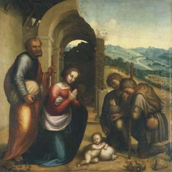L'adoration Des Bergers Oil Painting by Agostino Marti