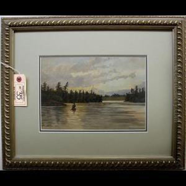Canoeing At Sunset Oil Painting by Emma May Martin