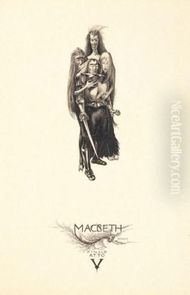 Macbeth - La Selva Di Birnam - Finale Atto V Oil Painting by Alberto Martini