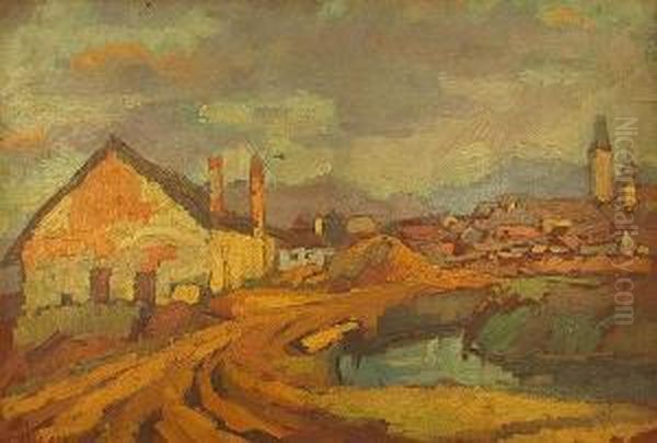 Nagybanyai Reszlet Oil Painting by Katz Marton