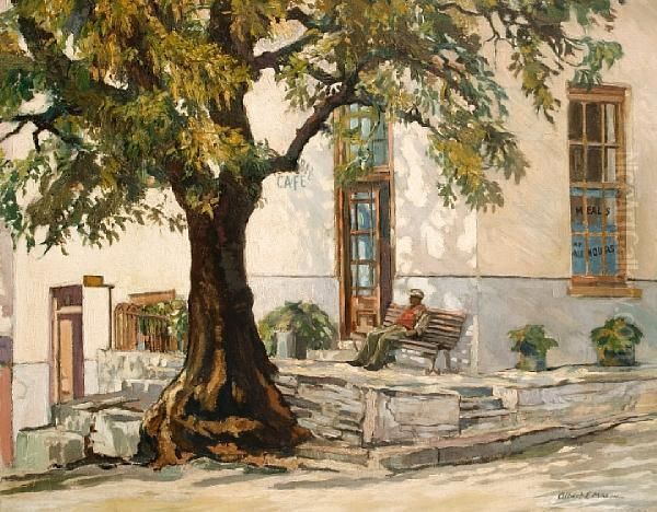 Green Tree Cafe, Capetown Oil Painting by Albert E. Mason