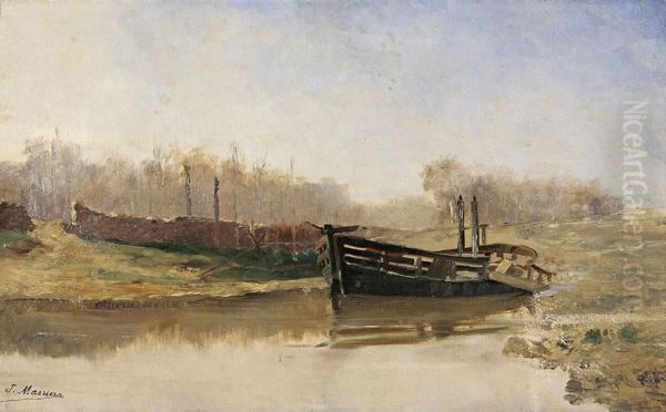 Vista Fluvial Oil Painting by Francisco Masriera y Manovens