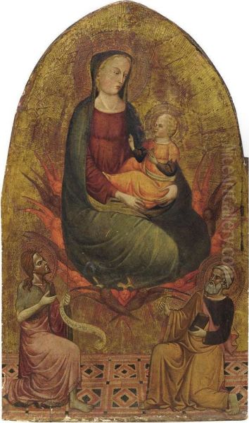 The Madonna And Child In Glory With Saints John The Baptist And Peter Oil Painting by Master Of Carmignano