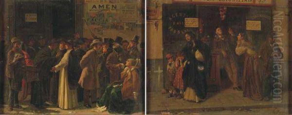 La Banca E Chiusa Oil Painting by Eduardo Matania