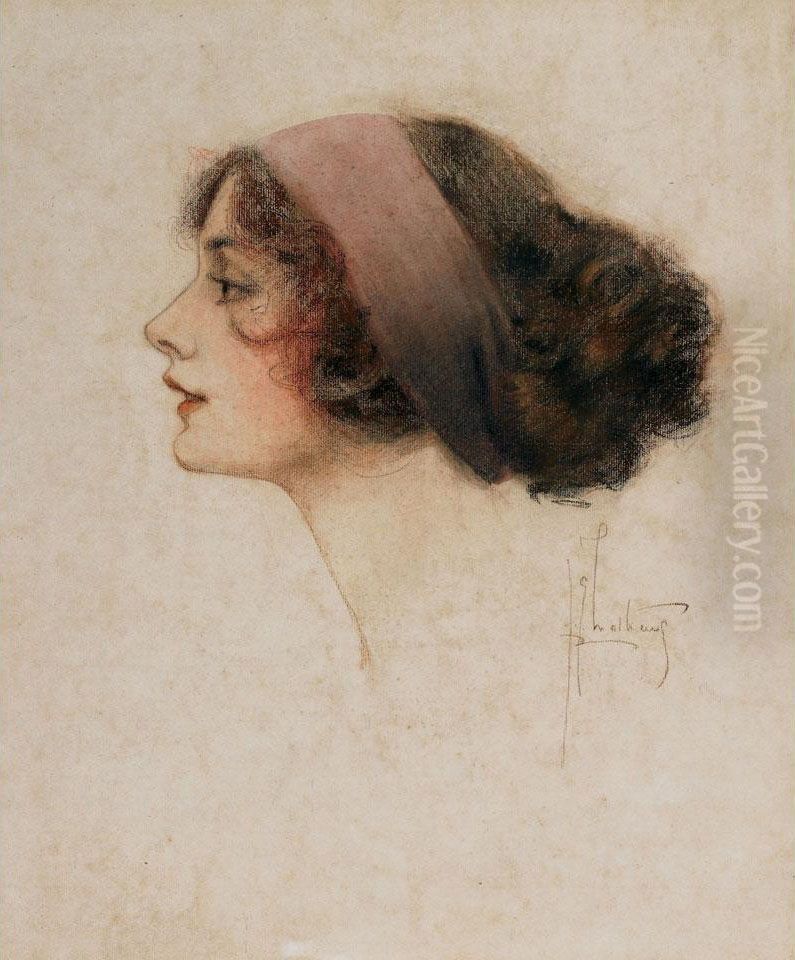 A Head Of Her Time Oil Painting by Richard George Mathews