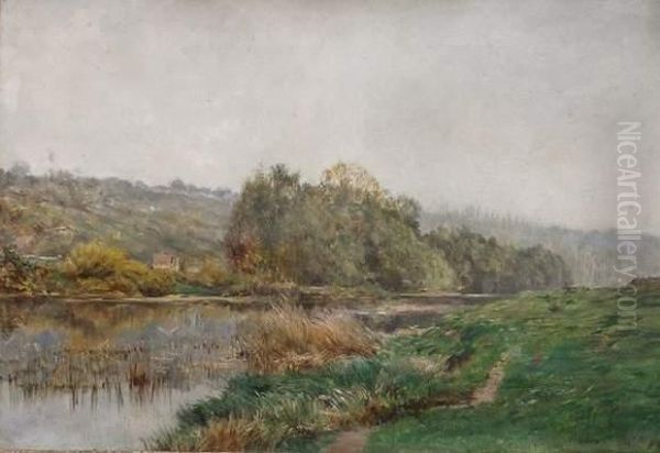 Paysage A La Riviere Oil Painting by Gabriel Mathieu