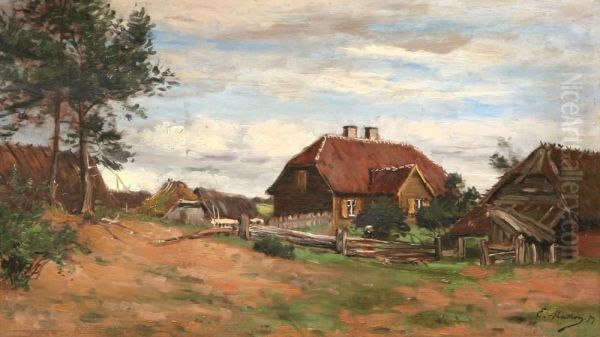 An Izba, Mulgraben Oil Painting by Emile Louis Mathon