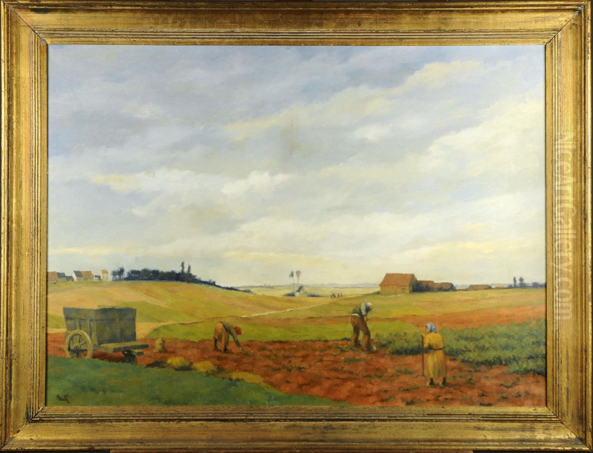 Recolte De Pomme De Terre Oil Painting by Henri Mathy
