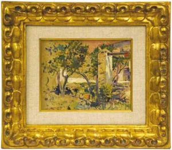 Jardin Con Pozo Oil Painting by Segundo Matilla Y Marina