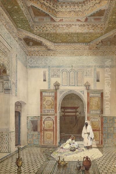 Tea In The Riad Oil Painting by Jarvis Matthew